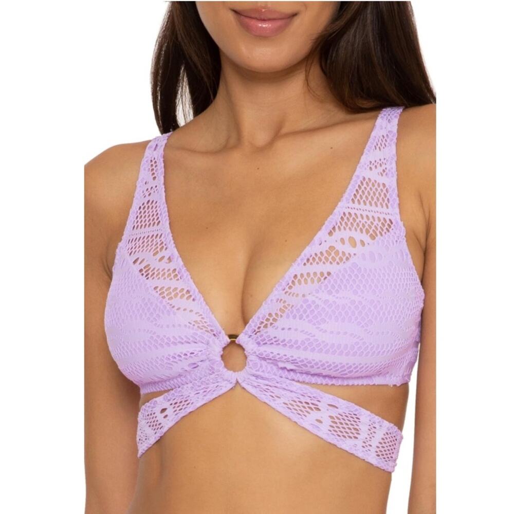 BECCA Color Play Ring Bra Bikini Top, Adjustable, Tie Back Nwot